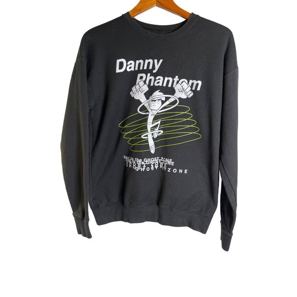 Nickelodeon Danny Phantom Ghost Zone Crewneck Sweatshirt Black Lime Size S - Picture 1 of 5